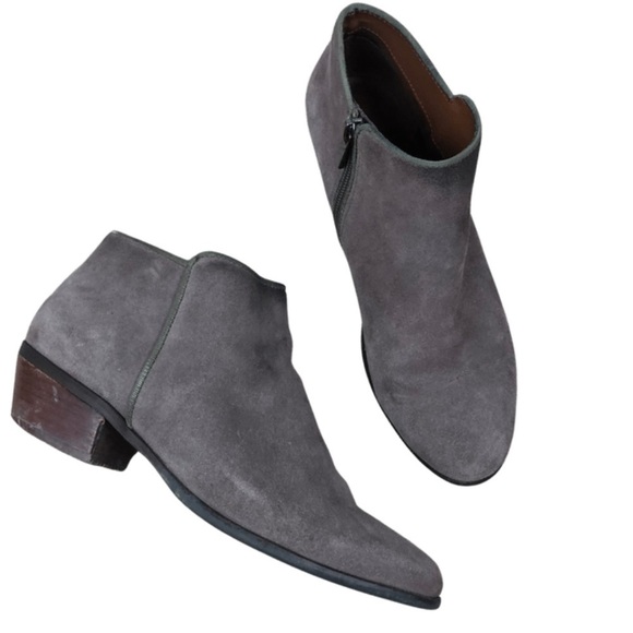 Crown Vintage Shoes - Crown Vintage Women’s Nude Suede Natural Low Heeled Ankle Boot Round Toe Booties